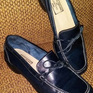 Luca Grossi per Carucci Shoes Women's Blue Leather Loafers Made in Italy